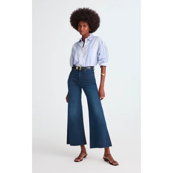 Madewell Denim - Madewell Women 26 Tall Kingston Wash Flared Wide Leg Cropped Jeans High Rise